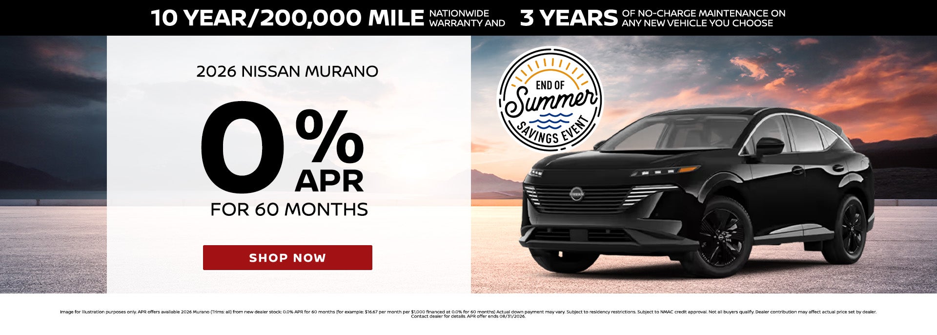 0% APR For 2026 Nissan Murano
