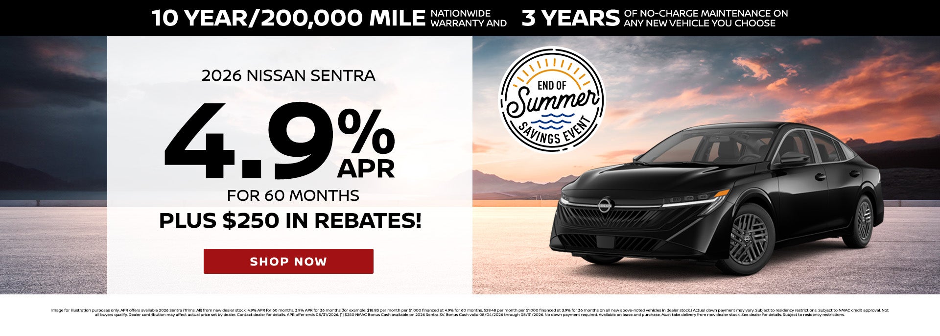 4.96% APR On 2026 Nissan Sentra