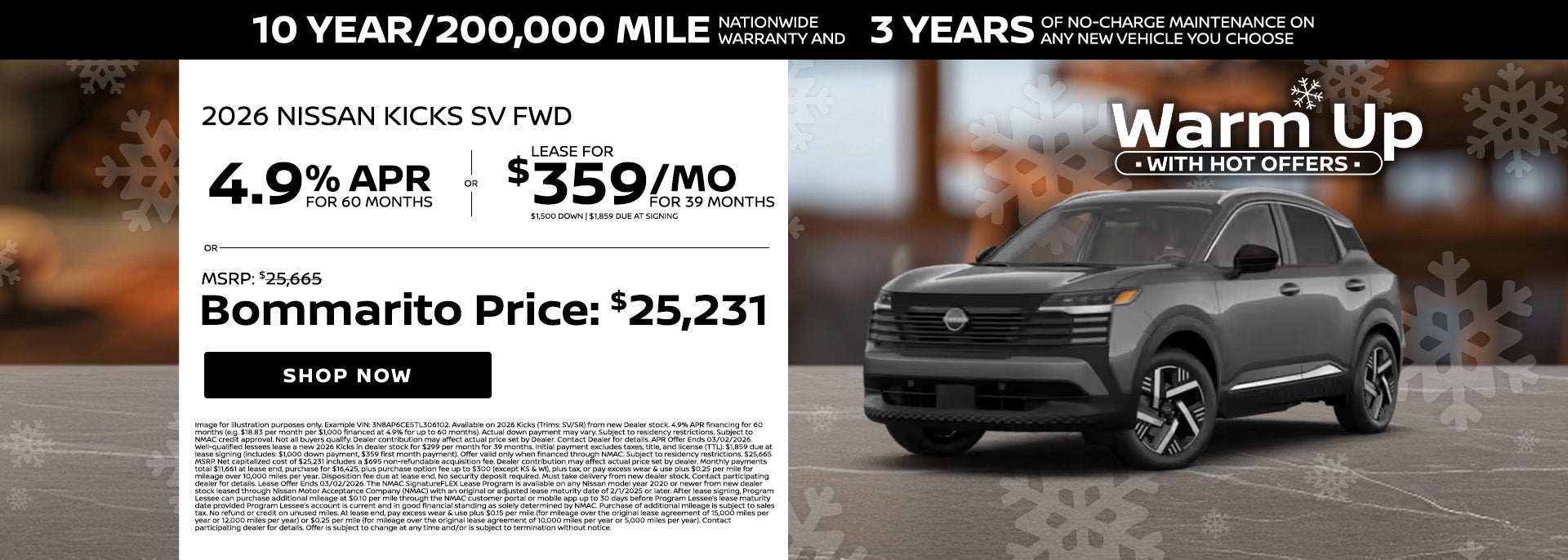 4.9% APR on 2026 Nissan Kicks