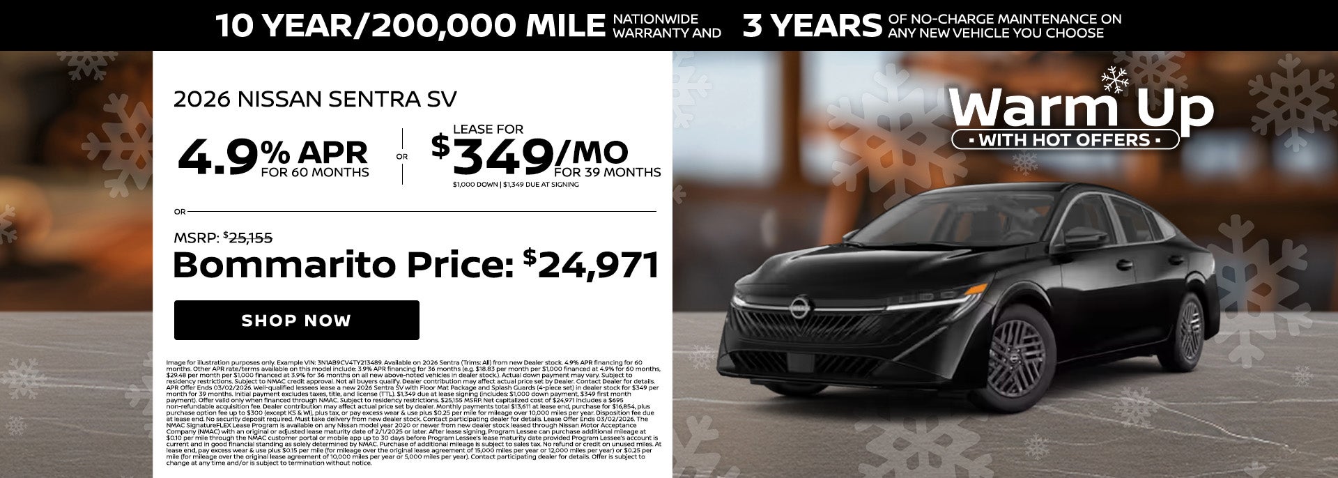 4.9% APR on 2026 Nissan Sentra