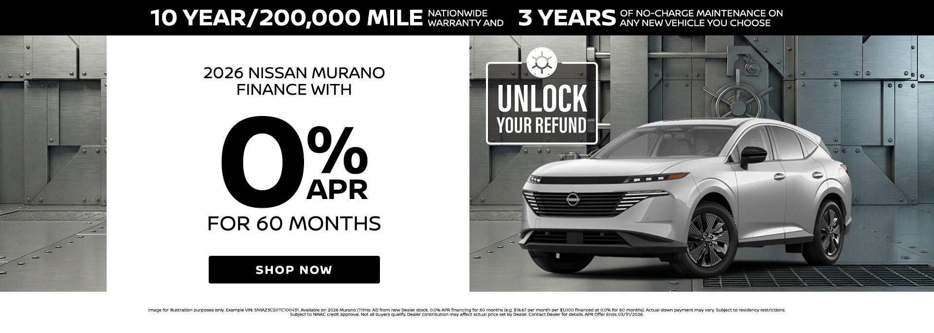 0% APR on 2026 Nissan Murano