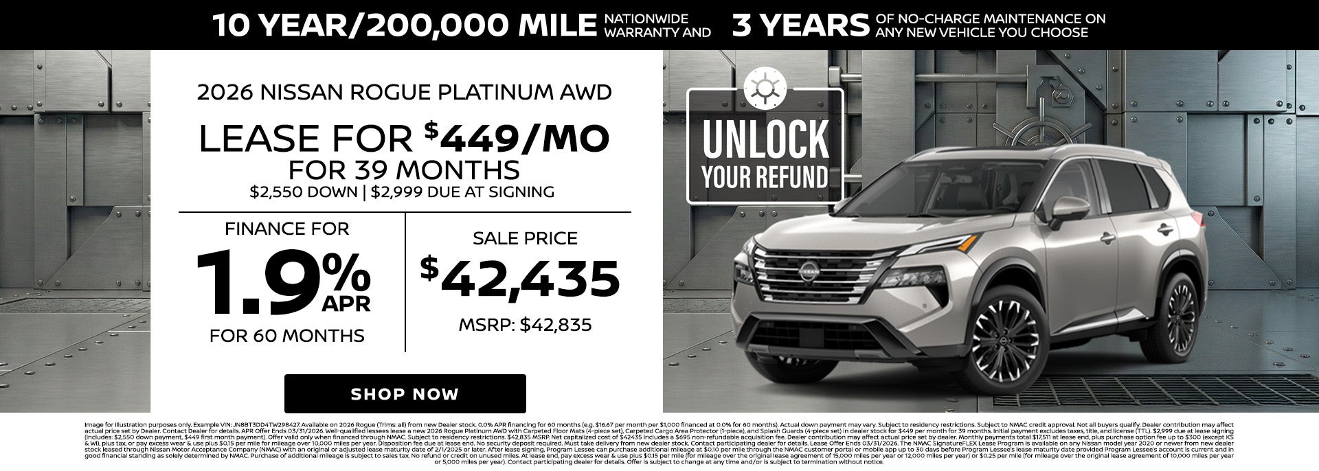 1.9% APR on 2026 Nissan Rogue