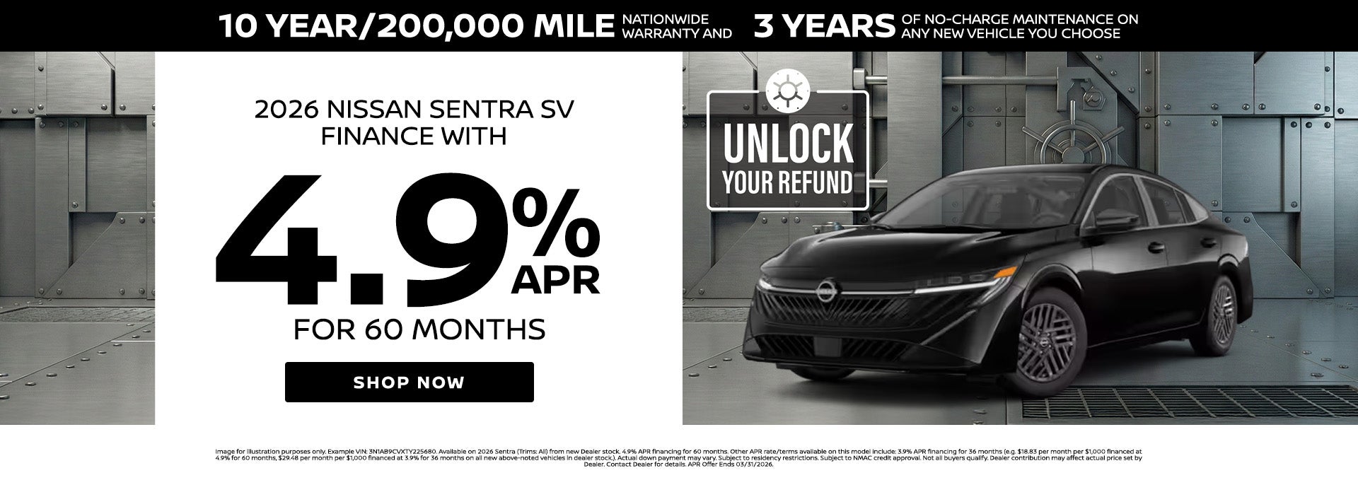 4.9% APR on 2026 Nissan Sentra 