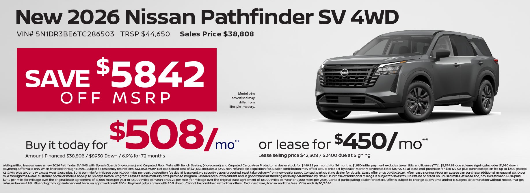 Lease a new Pathfinder starting at $450/mo
