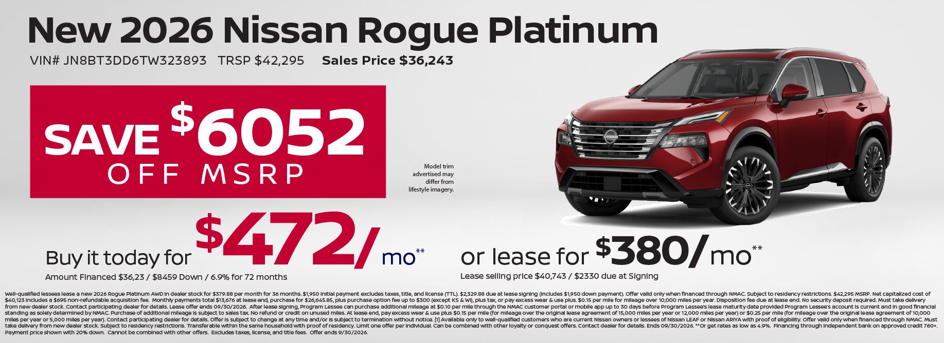 Lease a new Rogue starting at $380/mo