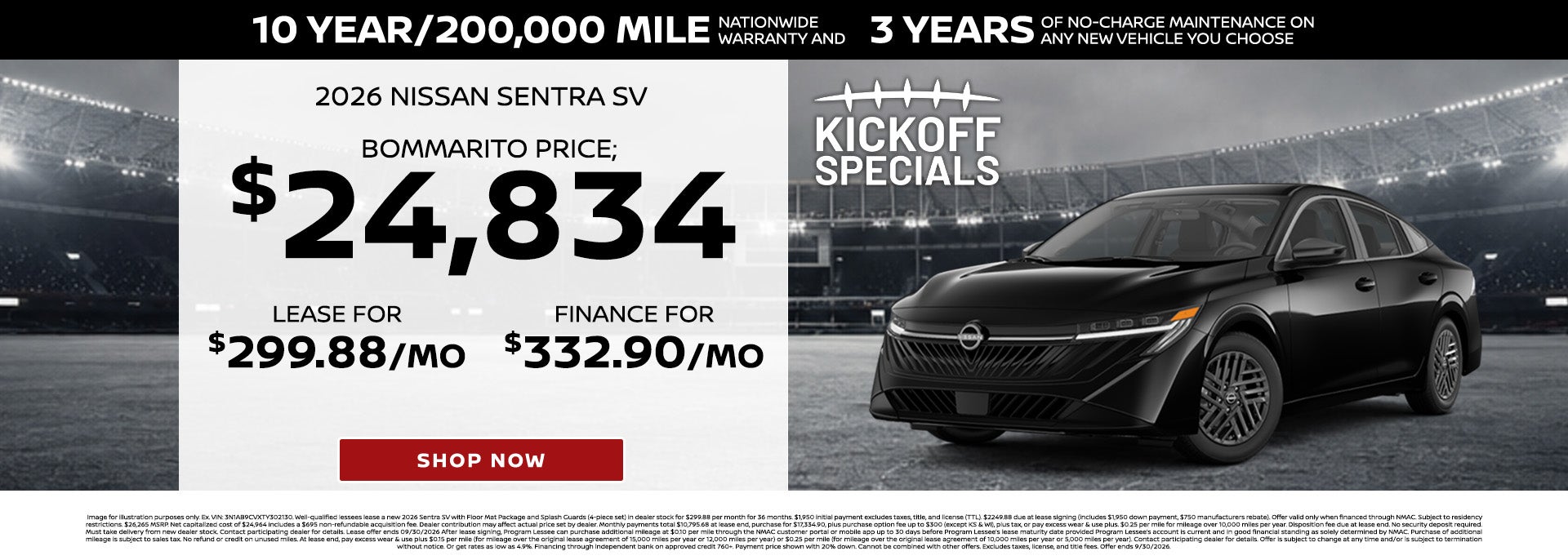 '26 Nissan Sentra Lease & Finance Deals At Bommarito Ballwin